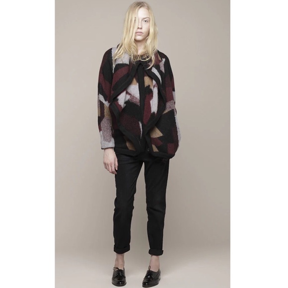Thakoon Sweaters - Thakoon Addition Double Layer Abstract Wool Sweater Coat S 4